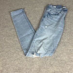 Pac Sun Men's Light Wash Blue Distressed stacked Skinny Jeans - Size 32 x 34